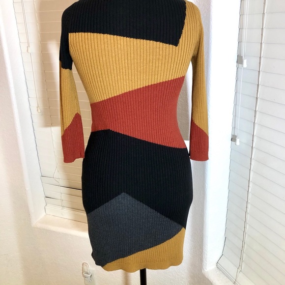 SPENSE STRAIGHT black knitted DRESS S M long slee - Picture 4 of 8